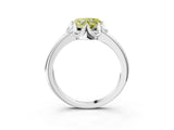 White gold Fancy Yellow Heart  Halo Diamond Ring with Round Cluster Setting, Solitaire Band, and Four-Prong Setting_69