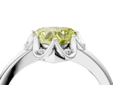 White gold Fancy Yellow Heart  Halo Diamond Ring with Round Cluster Setting, Solitaire Band, and Four-Prong Setting_70