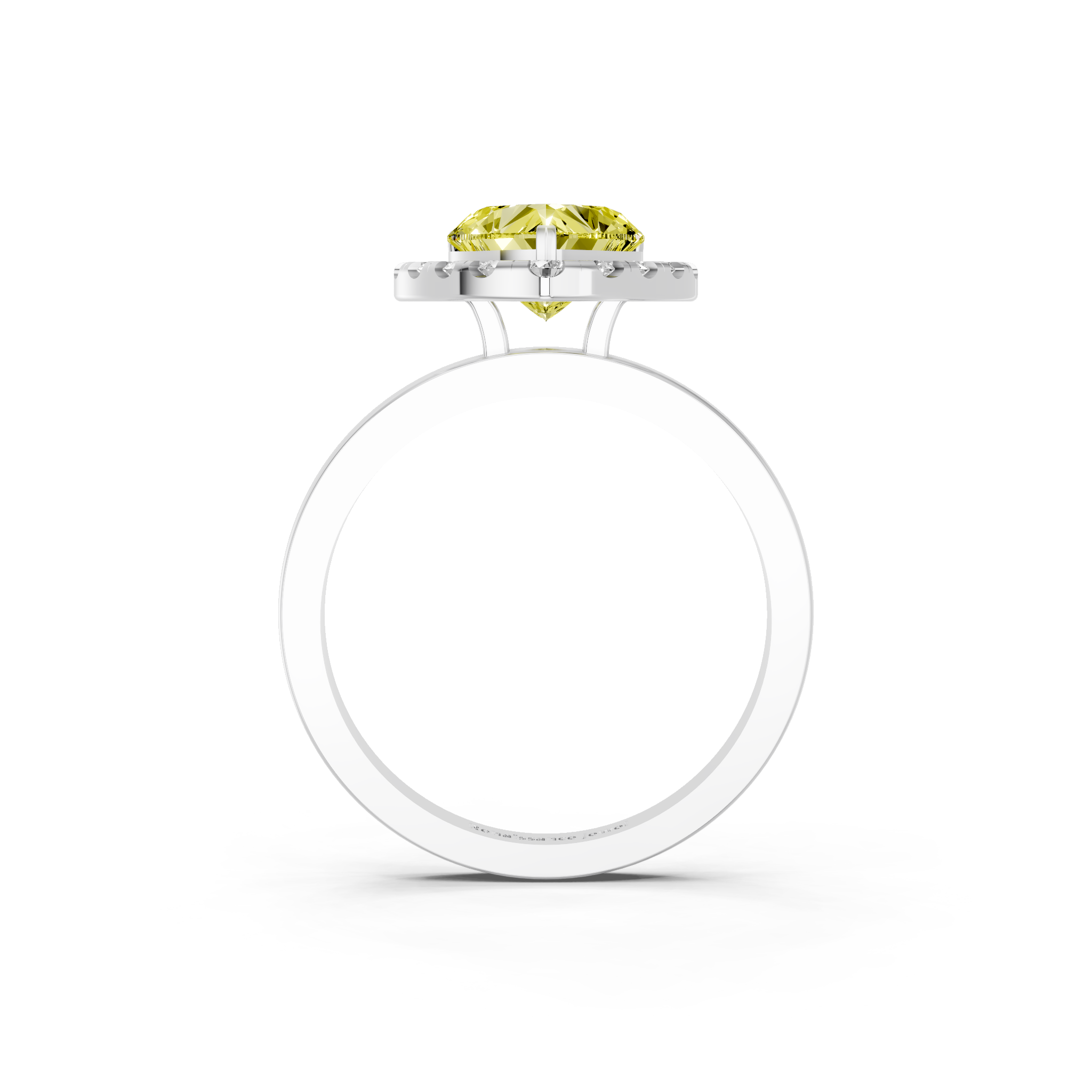 White gold Fancy Yellow Heart  Halo Diamond Solitaire with Pavé Band and Four-Prong Setting_19
