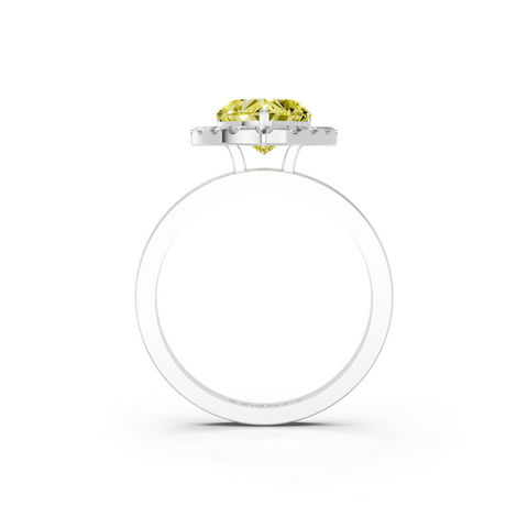 White gold Fancy Yellow Heart  Halo Diamond Solitaire with Pavé Band and Four-Prong Setting_19