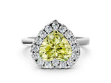 White gold Fancy Yellow Heart  Halo Diamond Solitaire with Pavé Band and Four-Prong Setting_85
