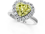 White gold Fancy Yellow Heart  Halo Diamond Solitaire with Pavé Band and Four-Prong Setting_86