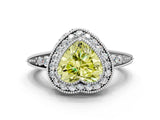 White gold Fancy Yellow Heart  Halo Diamond Split Shank Ring with Milgrain Detail_72
