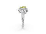 White gold Fancy Yellow Heart  Halo Diamond Split Shank Ring with Milgrain Detail_72