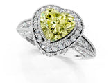 White gold Fancy Yellow Heart  Halo Diamond Split Shank Ring with Milgrain Detail_73