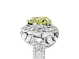 White gold Fancy Yellow Heart  Halo Diamond Split Shank Ring with Milgrain Detail_77