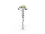 White gold Fancy Yellow Heart  Halo Milgrain Solitaire with Bezel Set Side Stones and Pave Band_52