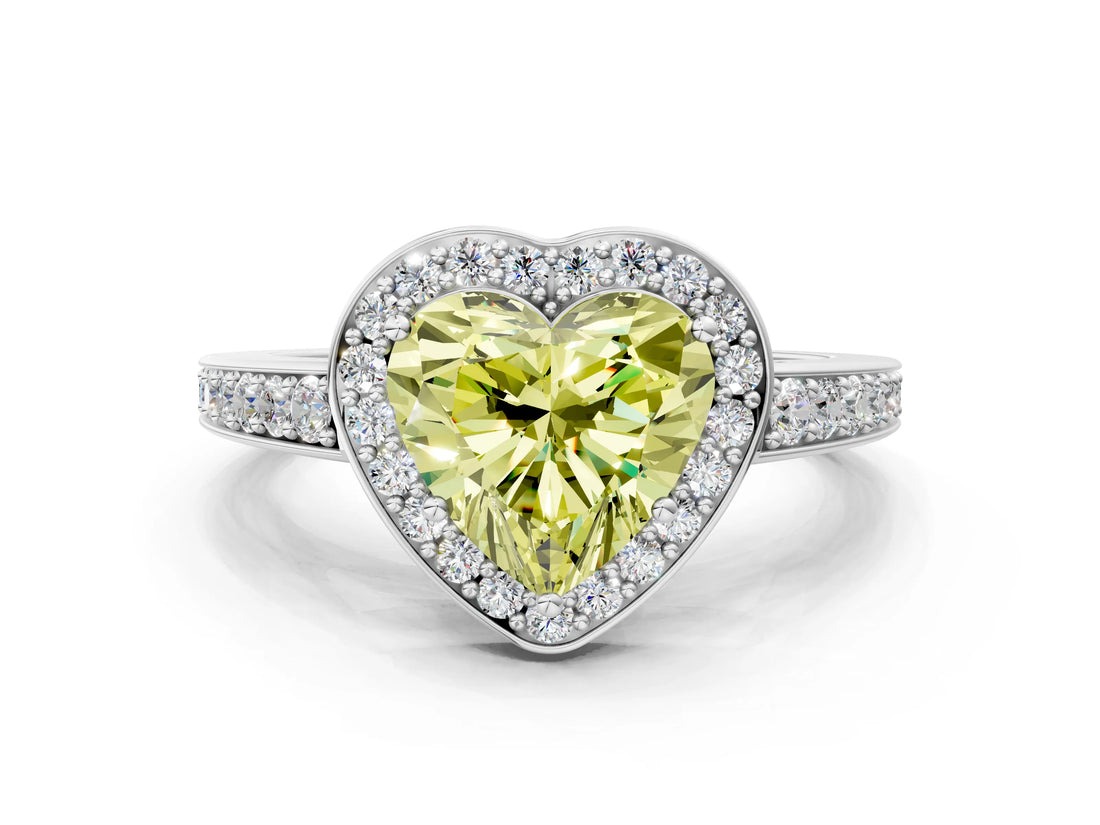 White gold Fancy Yellow Heart  Halo Pavé Diamond Engagement Ring with Bezel Setting_37