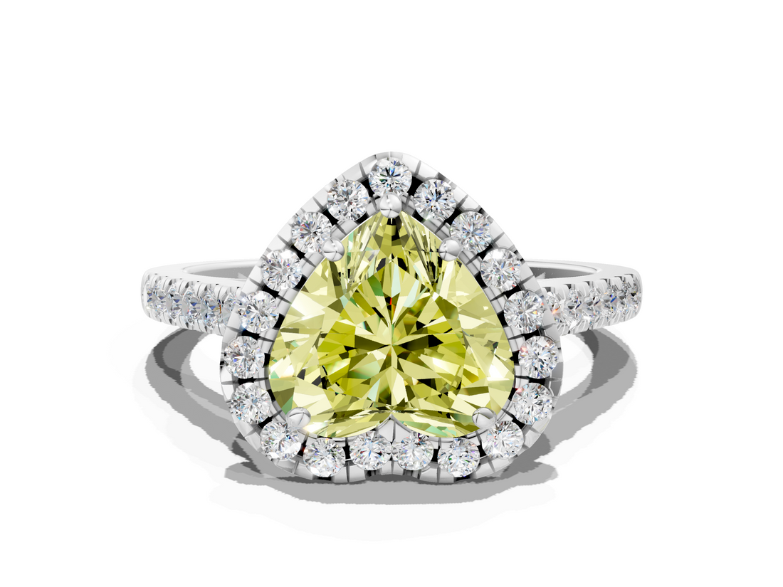 White gold Fancy Yellow Heart  Halo Pavé Diamond Engagement Ring with Four-Prong Setting_3