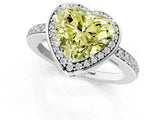 White gold Fancy Yellow Heart  Halo Pave Band Solitaire Ring with Prong Setting_67