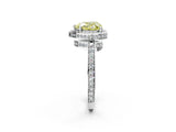 White gold Fancy Yellow Heart  Halo Pave Band Solitaire Ring with Prong Setting_68