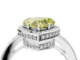 White gold Fancy Yellow Heart  Halo Pave Band Solitaire Ring with Prong Setting_70