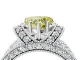 White gold Fancy Yellow Heart  Halo Pave Diamond Engagement Ring with Milgrain Detailing_52