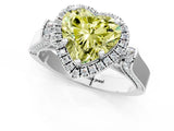 White gold Fancy Yellow Heart  Halo Pave Split Shank Prong Setting Ring_34