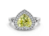 White gold Fancy Yellow Heart  Halo Round Diamond Milgrain Pave Engagement Ring_3