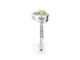 White gold Fancy Yellow Heart  Halo Round Diamond Milgrain Pave Engagement Ring_5