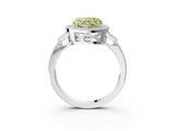 White gold Fancy Yellow Heart  Halo Round Diamond Milgrain Pave Engagement Ring_6