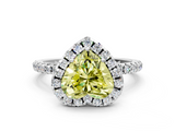 White gold Fancy Yellow Heart  Halo Round Diamond Pavé Band Four-Prong Ring_3