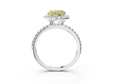 White gold Fancy Yellow Heart  Halo Round Diamond Pavé Band Four-Prong Ring_6