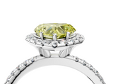 White gold Fancy Yellow Heart  Halo Round Diamond Pavé Band Four-Prong Ring_7