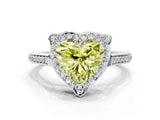 White gold Fancy Yellow Heart  Halo Round Diamond Pave Band with Four-Prong Setting_51