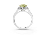 White gold Fancy Yellow Heart  Halo Round Diamond Pave Band with Four-Prong Setting_54