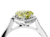 White gold Fancy Yellow Heart  Halo Round Diamond Pave Band with Four-Prong Setting_55