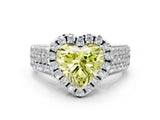 White gold Fancy Yellow Heart  Halo Round Diamond Pave Band with Prong Setting_24