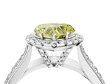 White gold Fancy Yellow Heart  Halo Round Diamond Pave Band with Prong Setting_28
