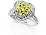 White gold Fancy Yellow Heart  Halo Solitaire Diamond Ring with Pave Band and Bezel Setting_50