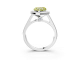 White gold Fancy Yellow Heart  Halo Solitaire Diamond Ring with Pave Band and Bezel Setting_52