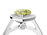 White gold Fancy Yellow Heart  Halo Solitaire Diamond Ring with Pave Band and Bezel Setting_53