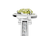 White gold Fancy Yellow Heart  Halo Solitaire Diamond Ring with Pave Band and Bezel Setting_54