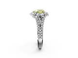 White gold Fancy Yellow Heart  Halo Split Shank Diamond Engagement Ring with Pave Band and Four-Prong Setting_57
