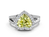 White gold Fancy Yellow Heart  Halo Split Shank Diamond Ring with Four-Prong Setting_32