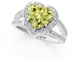 White gold Fancy Yellow Heart  Halo Split Shank Diamond Ring with Four-Prong Setting_33