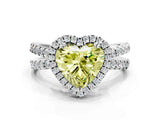 White gold Fancy Yellow Heart  Halo Split Shank Diamond Ring with Pavé Setting_38