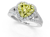 White gold Fancy Yellow Heart  Halo Split Shank Diamond Ring with Prong Setting_21