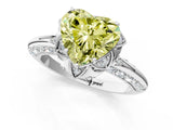 White gold Fancy Yellow Heart  Halo Split Shank Pave Diamond Ring with Petal Prong Setting_33