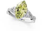 White gold Fancy Yellow Heart  Halo Twist Band Solitaire Prong Setting Ring_76