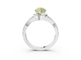 White gold Fancy Yellow Heart  Halo Twist Band Solitaire Prong Setting Ring_78