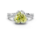 White gold Fancy Yellow Heart  Halo Twist Band Solitaire Ring with Six-Prong Setting_32