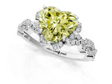 White gold Fancy Yellow Heart  Halo Twist Band Solitaire Ring with Six-Prong Setting_33