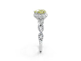 White gold Fancy Yellow Heart  Halo Twist Band Solitaire Ring with Six-Prong Setting_34