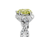 White gold Fancy Yellow Heart  Halo Twist Band Solitaire Ring with Six-Prong Setting_37