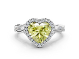 White gold Fancy Yellow Heart  Halo Twist Band Solitaire Ring_20