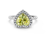 White gold Fancy Yellow Heart  Halo Twisted Band Four-Prong Diamond Ring_20