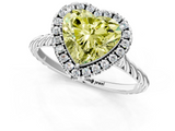 White gold Fancy Yellow Heart  Halo Twisted Band Four-Prong Diamond Ring_21