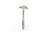 White gold Fancy Yellow Heart  Halo Twisted Band Four-Prong Diamond Ring_22