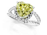 White gold Fancy Yellow Heart  Halo Twisted Band Four-Prong Ring_32